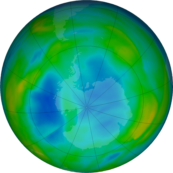Antarctic ozone map for 25 June 2017